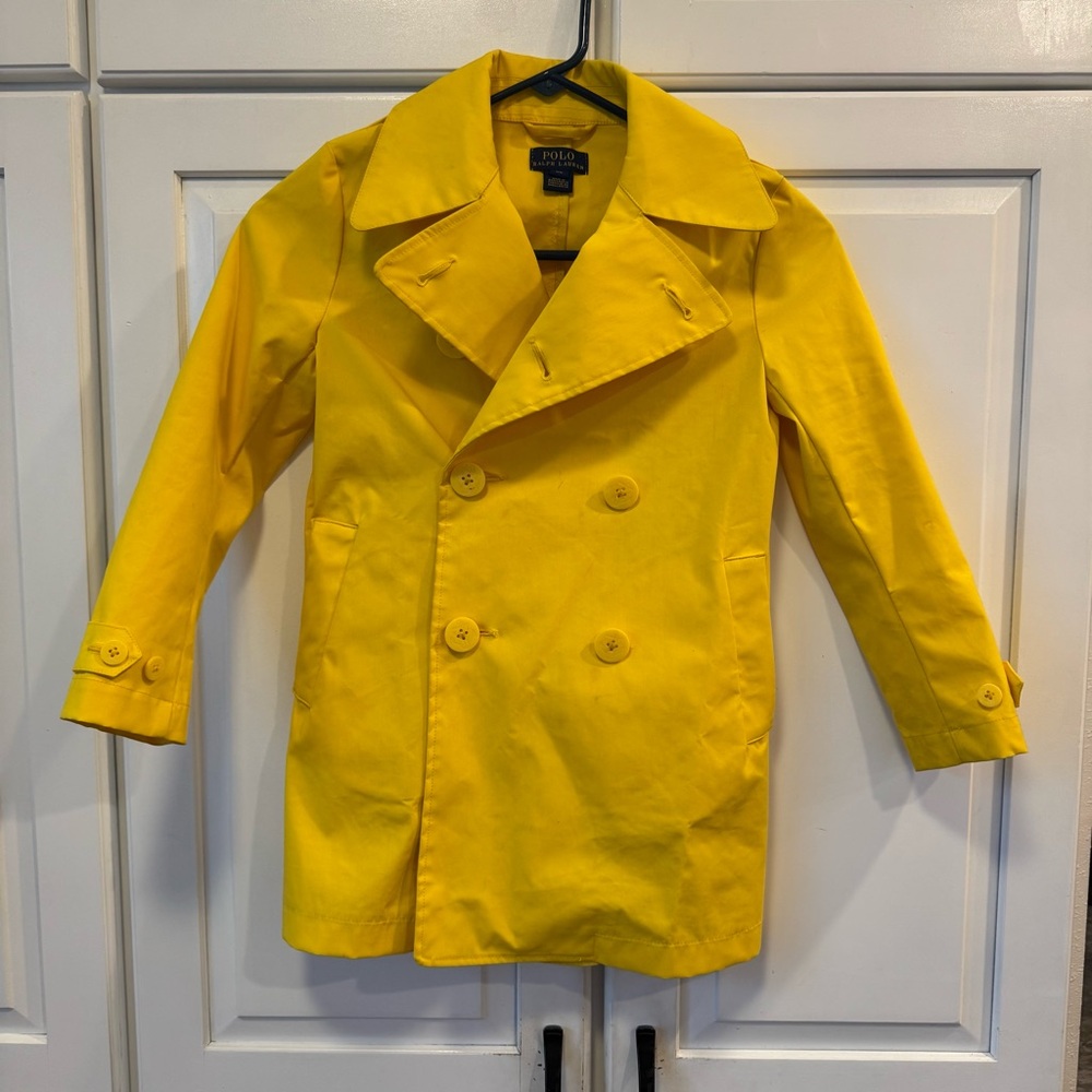 POLO‎ RALPH LAUREN- Child’s Bright  Yellow Double-Breasted Trench Coat- Size 6X